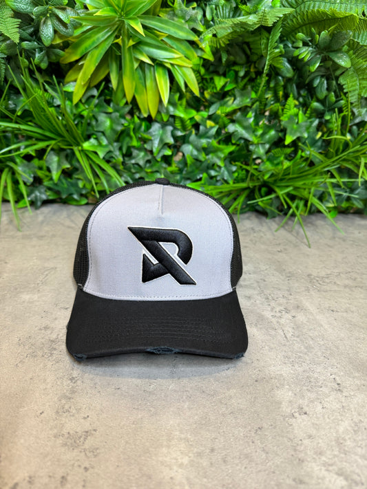 R Logo Trucker Cap “Grey/Black”